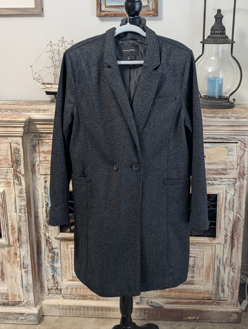 Banana Republic Men’s Charcoal Wool Blend Blazer Coat XL
